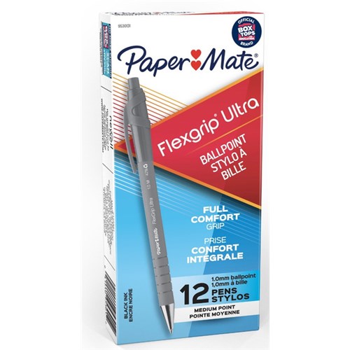 PAPERMATE FLEXGRIP RETRACTABLE PEN Medium Black Box12